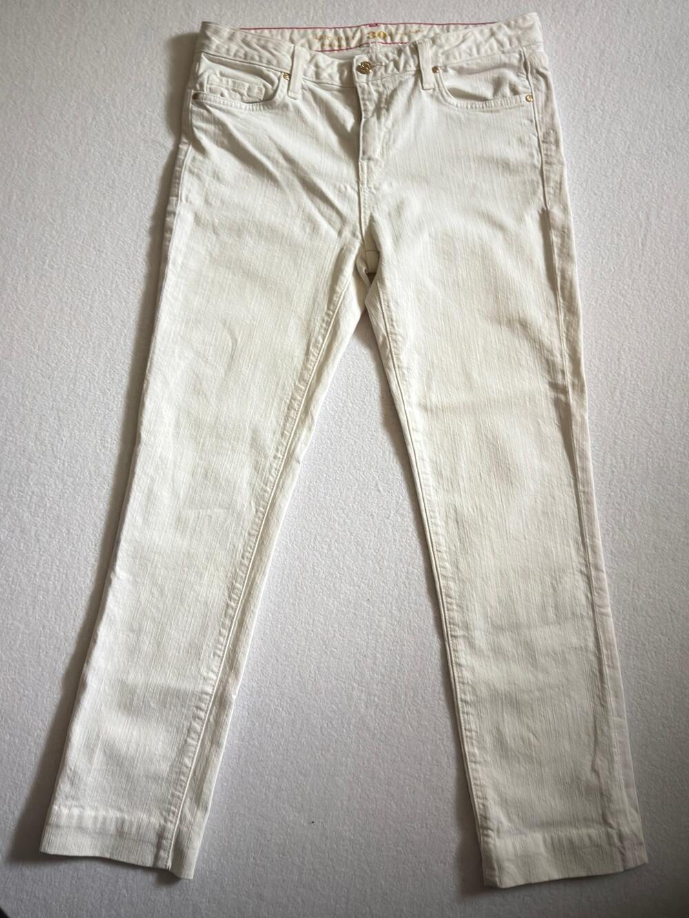 Kate Spade New York Perry Street White Denim Jeans Size 30 Stretch Straight Leg